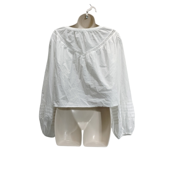 Aerie White Lace-Trim Blouse 100% Cotton Size M - Picture 4 of 11